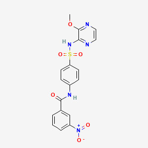 molecular formula C18H15N5O6S B5164257 N-(4-{[(3-methoxy-2-pyrazinyl)amino]sulfonyl}phenyl)-3-nitrobenzamide 