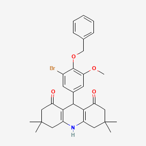 molecular formula C31H34BrNO4 B5164275 9-[4-(benzyloxy)-3-bromo-5-methoxyphenyl]-3,3,6,6-tetramethyl-3,4,6,7,9,10-hexahydro-1,8(2H,5H)-acridinedione 