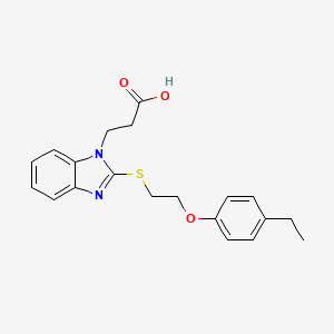 molecular formula C20H22N2O3S B5164326 3-(2-{[2-(4-ethylphenoxy)ethyl]thio}-1H-benzimidazol-1-yl)propanoic acid 