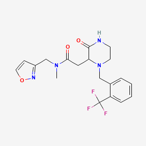 molecular formula C19H21F3N4O3 B5164338 N-(3-isoxazolylmethyl)-N-methyl-2-{3-oxo-1-[2-(trifluoromethyl)benzyl]-2-piperazinyl}acetamide 