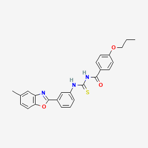 molecular formula C25H23N3O3S B5164386 N-({[3-(5-methyl-1,3-benzoxazol-2-yl)phenyl]amino}carbonothioyl)-4-propoxybenzamide 