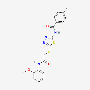 molecular formula C19H18N4O3S2 B5164439 N-[5-({2-[(2-methoxyphenyl)amino]-2-oxoethyl}thio)-1,3,4-thiadiazol-2-yl]-4-methylbenzamide 