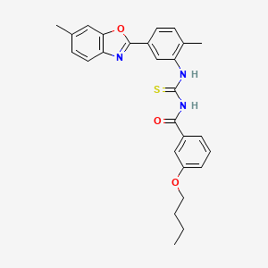 molecular formula C27H27N3O3S B5164442 3-butoxy-N-({[2-methyl-5-(6-methyl-1,3-benzoxazol-2-yl)phenyl]amino}carbonothioyl)benzamide 