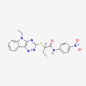 molecular formula C21H20N6O3S B5164457 2-[(5-ethyl-5H-[1,2,4]triazino[5,6-b]indol-3-yl)thio]-N-(4-nitrophenyl)butanamide 