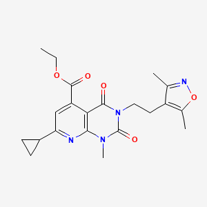 molecular formula C21H24N4O5 B5164464 ethyl 7-cyclopropyl-3-[2-(3,5-dimethyl-4-isoxazolyl)ethyl]-1-methyl-2,4-dioxo-1,2,3,4-tetrahydropyrido[2,3-d]pyrimidine-5-carboxylate 