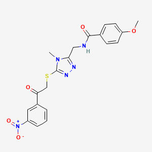 molecular formula C20H19N5O5S B5164485 4-methoxy-N-[(4-methyl-5-{[2-(3-nitrophenyl)-2-oxoethyl]thio}-4H-1,2,4-triazol-3-yl)methyl]benzamide 
