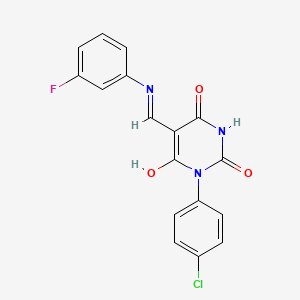 1-(4-chlorophenyl)-5-{[(3-fluorophenyl)amino]methylene}-2,4,6(1H,3H,5H)-pyrimidinetrione