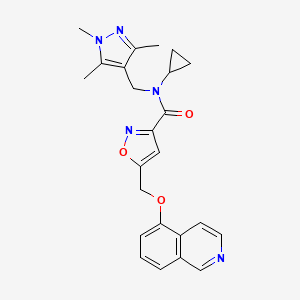 molecular formula C24H25N5O3 B5164588 N-cyclopropyl-5-[(5-isoquinolinyloxy)methyl]-N-[(1,3,5-trimethyl-1H-pyrazol-4-yl)methyl]-3-isoxazolecarboxamide 