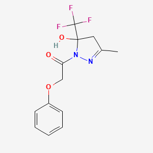 molecular formula C13H13F3N2O3 B5164623 3-methyl-1-(phenoxyacetyl)-5-(trifluoromethyl)-4,5-dihydro-1H-pyrazol-5-ol 