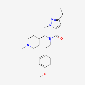 molecular formula C23H34N4O2 B5164716 3-ethyl-N-[2-(4-methoxyphenyl)ethyl]-1-methyl-N-[(1-methyl-4-piperidinyl)methyl]-1H-pyrazole-5-carboxamide 