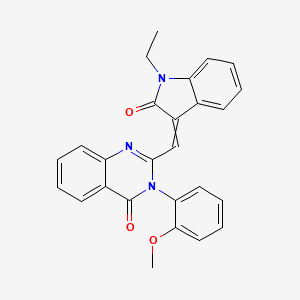 2-[(1-ethyl-2-oxo-1,2-dihydro-3H-indol-3-ylidene)methyl]-3-(2-methoxyphenyl)-4(3H)-quinazolinone