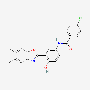 molecular formula C22H17ClN2O3 B5164730 4-chloro-N-[3-(5,6-dimethyl-1,3-benzoxazol-2-yl)-4-hydroxyphenyl]benzamide 