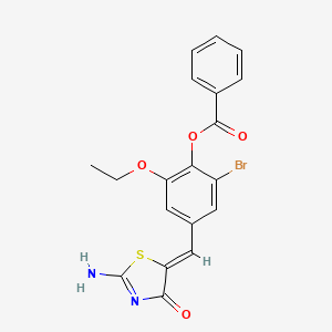 molecular formula C19H15BrN2O4S B5164810 [4-[(Z)-(2-amino-4-oxo-1,3-thiazol-5-ylidene)methyl]-2-bromo-6-ethoxyphenyl] benzoate 