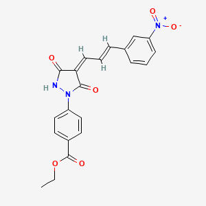 ethyl 4-{4-[3-(3-nitrophenyl)-2-propen-1-ylidene]-3,5-dioxo-1-pyrazolidinyl}benzoate