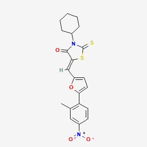 (5Z)-3-CYCLOHEXYL-5-{[5-(2-METHYL-4-NITROPHENYL)FURAN-2-YL]METHYLIDENE}-2-SULFANYLIDENE-1,3-THIAZOLIDIN-4-ONE