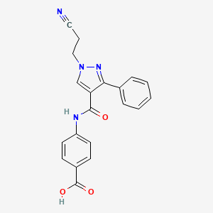 molecular formula C20H16N4O3 B5164919 4-({[1-(2-cyanoethyl)-3-phenyl-1H-pyrazol-4-yl]carbonyl}amino)benzoic acid 