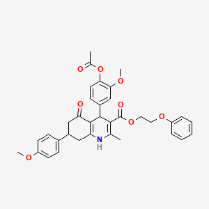 2-phenoxyethyl 4-[4-(acetyloxy)-3-methoxyphenyl]-7-(4-methoxyphenyl)-2-methyl-5-oxo-1,4,5,6,7,8-hexahydro-3-quinolinecarboxylate