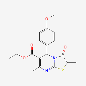 molecular formula C18H20N2O4S B5165016 ethyl 5-(4-methoxyphenyl)-2,7-dimethyl-3-oxo-2,3-dihydro-5H-[1,3]thiazolo[3,2-a]pyrimidine-6-carboxylate CAS No. 324543-13-7