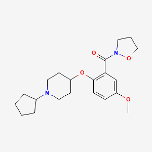 molecular formula C21H30N2O4 B5165080 1-cyclopentyl-4-[2-(2-isoxazolidinylcarbonyl)-4-methoxyphenoxy]piperidine 