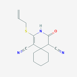 2-(allylthio)-4-oxo-3-azaspiro[5.5]undec-1-ene-1,5-dicarbonitrile