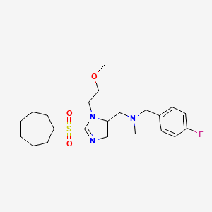 molecular formula C22H32FN3O3S B5165292 1-[2-(cycloheptylsulfonyl)-1-(2-methoxyethyl)-1H-imidazol-5-yl]-N-(4-fluorobenzyl)-N-methylmethanamine 