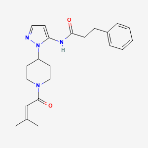 N-{1-[1-(3-methyl-2-butenoyl)-4-piperidinyl]-1H-pyrazol-5-yl}-3-phenylpropanamide