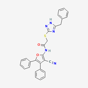 molecular formula C28H21N5O2S B5165388 2-[(5-benzyl-4H-1,2,4-triazol-3-yl)thio]-N-(3-cyano-4,5-diphenyl-2-furyl)acetamide 