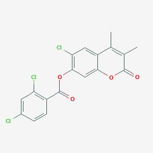 molecular formula C18H11Cl3O4 B5165452 6-chloro-3,4-dimethyl-2-oxo-2H-chromen-7-yl 2,4-dichlorobenzoate 