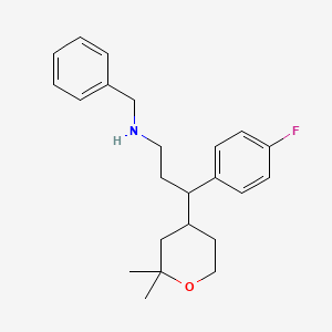 molecular formula C23H30FNO B5165491 N-benzyl-3-(2,2-dimethyltetrahydro-2H-pyran-4-yl)-3-(4-fluorophenyl)-1-propanamine 