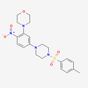 molecular formula C21H26N4O5S B5165597 4-(5-{4-[(4-methylphenyl)sulfonyl]-1-piperazinyl}-2-nitrophenyl)morpholine 