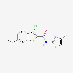 molecular formula C15H13ClN2OS2 B5165601 3-chloro-6-ethyl-N-(4-methyl-1,3-thiazol-2-yl)-1-benzothiophene-2-carboxamide 