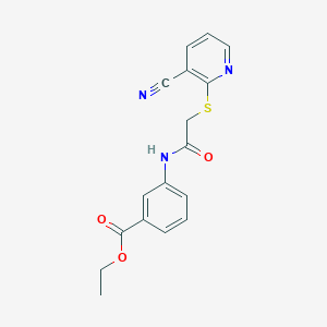 molecular formula C17H15N3O3S B5165603 ethyl 3-({[(3-cyano-2-pyridinyl)thio]acetyl}amino)benzoate 