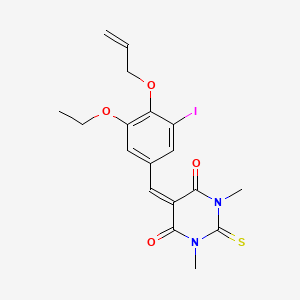 molecular formula C18H19IN2O4S B5165619 5-[3-ethoxy-5-iodo-4-(prop-2-en-1-yloxy)benzylidene]-1,3-dimethyl-2-thioxodihydropyrimidine-4,6(1H,5H)-dione 