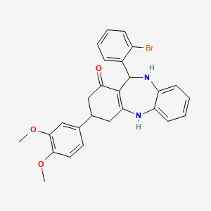 molecular formula C27H25BrN2O3 B5165660 11-(2-bromophenyl)-3-(3,4-dimethoxyphenyl)-2,3,4,5,10,11-hexahydro-1H-dibenzo[b,e][1,4]diazepin-1-one 