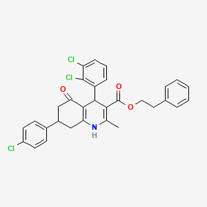 2-phenylethyl 7-(4-chlorophenyl)-4-(2,3-dichlorophenyl)-2-methyl-5-oxo-1,4,5,6,7,8-hexahydro-3-quinolinecarboxylate