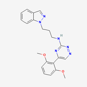 5-(2,6-dimethoxyphenyl)-N-[3-(1H-indazol-1-yl)propyl]-1,2,4-triazin-3-amine