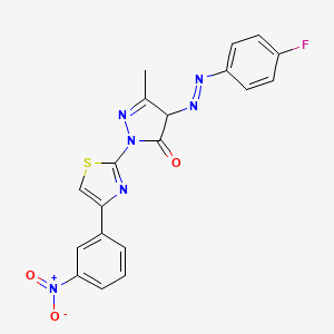 molecular formula C19H13FN6O3S B5165873 4-[(4-fluorophenyl)diazenyl]-5-methyl-2-[4-(3-nitrophenyl)-1,3-thiazol-2-yl]-2,4-dihydro-3H-pyrazol-3-one 