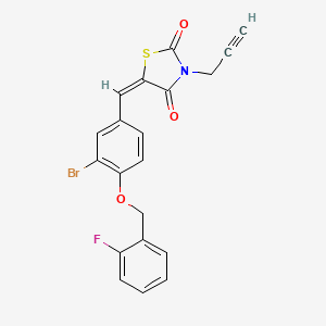 molecular formula C20H13BrFNO3S B5165890 5-{3-bromo-4-[(2-fluorobenzyl)oxy]benzylidene}-3-(2-propyn-1-yl)-1,3-thiazolidine-2,4-dione 