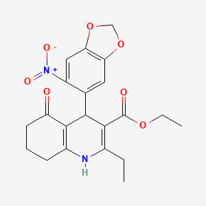 ethyl 2-ethyl-4-(6-nitro-1,3-benzodioxol-5-yl)-5-oxo-4,6,7,8-tetrahydro-1H-quinoline-3-carboxylate