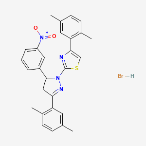 molecular formula C28H27BrN4O2S B5165992 4-(2,5-dimethylphenyl)-2-[3-(2,5-dimethylphenyl)-5-(3-nitrophenyl)-4,5-dihydro-1H-pyrazol-1-yl]-1,3-thiazole hydrobromide 