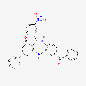 molecular formula C32H25N3O4 B5166039 7-benzoyl-11-(3-nitrophenyl)-3-phenyl-2,3,4,5,10,11-hexahydro-1H-dibenzo[b,e][1,4]diazepin-1-one 