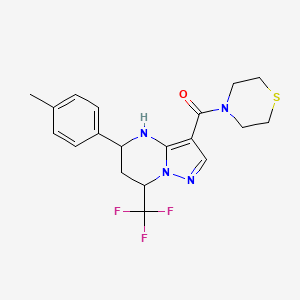 molecular formula C19H21F3N4OS B5166097 5-(4-methylphenyl)-3-(4-thiomorpholinylcarbonyl)-7-(trifluoromethyl)-4,5,6,7-tetrahydropyrazolo[1,5-a]pyrimidine 