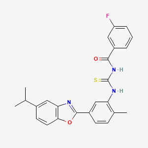 3-fluoro-N-({[5-(5-isopropyl-1,3-benzoxazol-2-yl)-2-methylphenyl]amino}carbonothioyl)benzamide