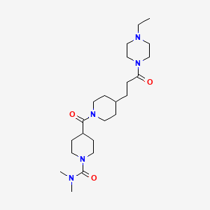 molecular formula C23H41N5O3 B5166169 4-({4-[3-(4-ethyl-1-piperazinyl)-3-oxopropyl]-1-piperidinyl}carbonyl)-N,N-dimethyl-1-piperidinecarboxamide 