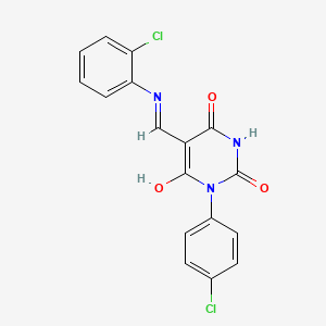 1-(4-chlorophenyl)-5-{[(2-chlorophenyl)amino]methylene}-2,4,6(1H,3H,5H)-pyrimidinetrione