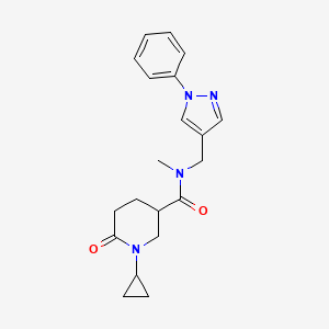 1-cyclopropyl-N-methyl-6-oxo-N-[(1-phenyl-1H-pyrazol-4-yl)methyl]-3-piperidinecarboxamide