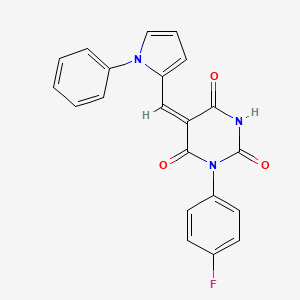 molecular formula C21H14FN3O3 B5166188 1-(4-fluorophenyl)-5-[(1-phenyl-1H-pyrrol-2-yl)methylene]-2,4,6(1H,3H,5H)-pyrimidinetrione 