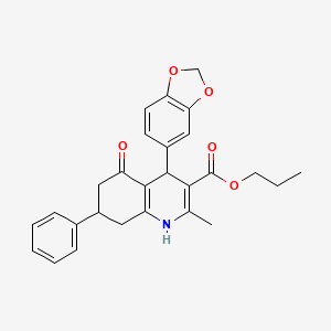 propyl 4-(1,3-benzodioxol-5-yl)-2-methyl-5-oxo-7-phenyl-1,4,5,6,7,8-hexahydro-3-quinolinecarboxylate