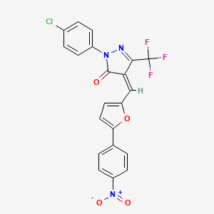 (4Z)-2-(4-chlorophenyl)-4-{[5-(4-nitrophenyl)furan-2-yl]methylidene}-5-(trifluoromethyl)-2,4-dihydro-3H-pyrazol-3-one