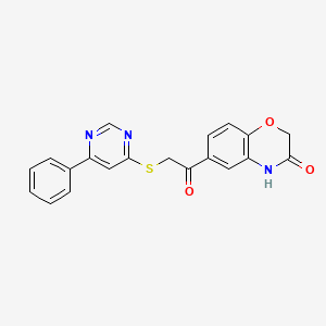 molecular formula C20H15N3O3S B5166303 6-{[(6-phenyl-4-pyrimidinyl)thio]acetyl}-2H-1,4-benzoxazin-3(4H)-one 